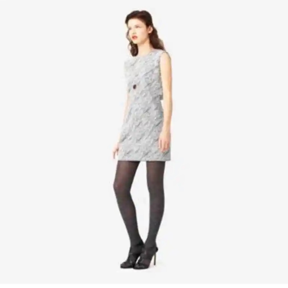 Kate Spade Saturday Double Zip Back Shift Dress Size 2 Grey & White